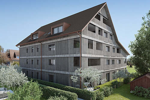 Aussenvisualisierung des Projekts am Ried in Niederuster